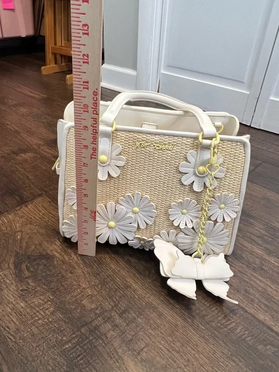 Betsey Johnson Alfie Flower Butterflies Satchel/Crossbody Whimsical Bag - Picture 11 of 14